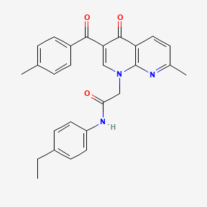 molecular formula C27H25N3O3 B2827986 N-(4-乙基苯基)-2-(7-甲基-3-(4-甲基苯甲酰)-4-氧代-1,8-萘啶-1(4H)-基)乙酰胺 CAS No. 894907-68-7
