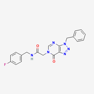 molecular formula C20H17FN6O2 B2827988 2-(3-benzyl-7-oxo-3H-[1,2,3]triazolo[4,5-d]pyrimidin-6(7H)-yl)-N-(4-fluorobenzyl)acetamide CAS No. 892469-45-3