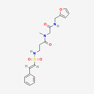 molecular formula C19H23N3O5S B2827989 N-[2-(furan-2-ylmethylamino)-2-oxoethyl]-N-methyl-3-[[(E)-2-phenylethenyl]sulfonylamino]propanamide CAS No. 1090049-43-6