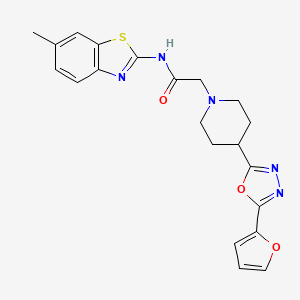 molecular formula C21H21N5O3S B2827994 2-(4-(5-(furan-2-yl)-1,3,4-oxadiazol-2-yl)piperidin-1-yl)-N-(6-methylbenzo[d]thiazol-2-yl)acetamide CAS No. 1251545-24-0