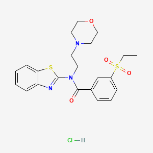 molecular formula C22H26ClN3O4S2 B2827996 N-(benzo[d]thiazol-2-yl)-3-(ethylsulfonyl)-N-(2-morpholinoethyl)benzamide hydrochloride CAS No. 1216811-41-4