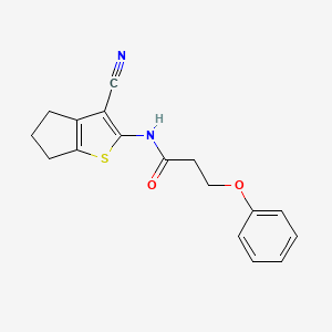 molecular formula C17H16N2O2S B2827997 N-(3-cyano-5,6-dihydro-4H-cyclopenta[b]thiophen-2-yl)-3-phenoxypropanamide CAS No. 477547-33-4