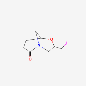 molecular formula C8H12INO2 B2827999 3-(碘甲基)-4-氧杂-1-氮杂双环[3.3.1]壬烷-8-酮 CAS No. 2230807-82-4