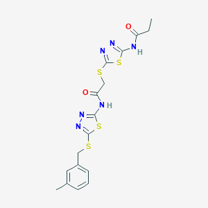 N-(5-{[2-({5-[(3-methylbenzyl)sulfanyl]-1,3,4-thiadiazol-2-yl}amino)-2-oxoethyl]sulfanyl}-1,3,4-thiadiazol-2-yl)propanamide