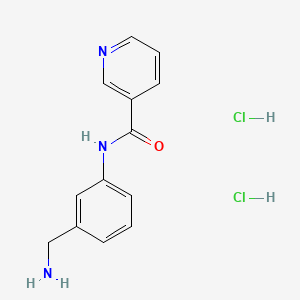 molecular formula C13H15Cl2N3O B2828002 N-[3-(aminomethyl)phenyl]pyridine-3-carboxamide dihydrochloride CAS No. 1170409-32-1