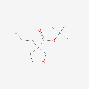 molecular formula C11H19ClO3 B2828010 叔丁基 3-(2-氯乙基)噁唑环丁烷-3-甲酸酯 CAS No. 2137895-24-8