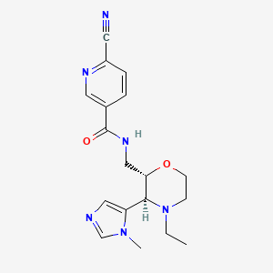 6-Cyano-N-[[(2S,3S)-4-ethyl-3-(3-methylimidazol-4-yl)morpholin-2-yl]methyl]pyridine-3-carboxamide