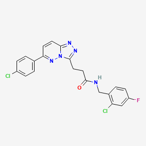 molecular formula C21H16Cl2FN5O B2828012 N-[(2-氯-4-氟苯基)甲基]-3-[6-(4-氯苯基)-[1,2,4]三唑并[4,3-b]吡啶-3-基]丙酰胺 CAS No. 1251590-15-4