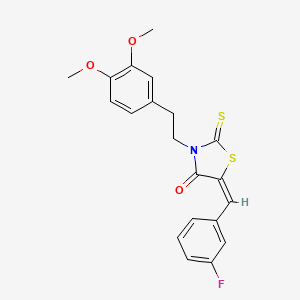 (5E)-3-[2-(3,4-dimethoxyphenyl)ethyl]-5-[(3-fluorophenyl)methylidene]-2-sulfanylidene-1,3-thiazolidin-4-one