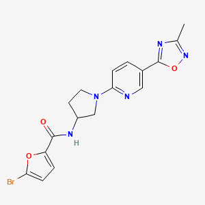 molecular formula C17H16BrN5O3 B2828022 5-bromo-N-{1-[5-(3-methyl-1,2,4-oxadiazol-5-yl)pyridin-2-yl]pyrrolidin-3-yl}-2-furamide CAS No. 1396814-04-2