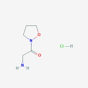 molecular formula C5H11ClN2O2 B2828025 2-氨基-1-(1,2-噁唑烷-2-基)乙酸酮盐酸盐 CAS No. 1909336-42-0