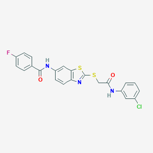 N-[2-({2-[(3-chlorophenyl)amino]-2-oxoethyl}sulfanyl)-1,3-benzothiazol-6-yl]-4-fluorobenzamide