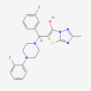 molecular formula C22H21F2N5OS B2828033 5-((3-Fluorophenyl)(4-(2-fluorophenyl)piperazin-1-yl)methyl)-2-methylthiazolo[3,2-b][1,2,4]triazol-6-ol CAS No. 851810-55-4