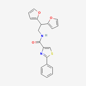 molecular formula C20H16N2O3S B2828035 N-[2,2-bis(furan-2-yl)ethyl]-2-phenyl-1,3-thiazole-4-carboxamide CAS No. 2177449-97-5