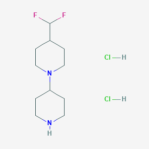 molecular formula C11H22Cl2F2N2 B2828040 4-(二氟甲基)-1-哌啶-4-基哌啶;二盐酸盐 CAS No. 2376729-58-5