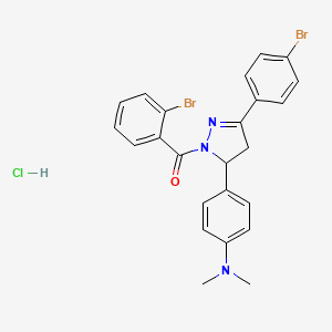 molecular formula C24H22Br2ClN3O B2828043 (2-bromophenyl)(3-(4-bromophenyl)-5-(4-(dimethylamino)phenyl)-4,5-dihydro-1H-pyrazol-1-yl)methanone hydrochloride CAS No. 1216713-95-9