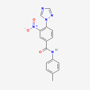 molecular formula C16H13N5O3 B2828048 N-(4-methylphenyl)-3-nitro-4-(1H-1,2,4-triazol-1-yl)benzenecarboxamide CAS No. 338407-90-2