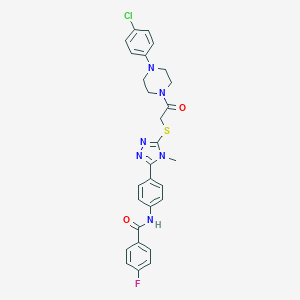 N-{4-[5-({2-[4-(4-chlorophenyl)-1-piperazinyl]-2-oxoethyl}sulfanyl)-4-methyl-4H-1,2,4-triazol-3-yl]phenyl}-4-fluorobenzamide