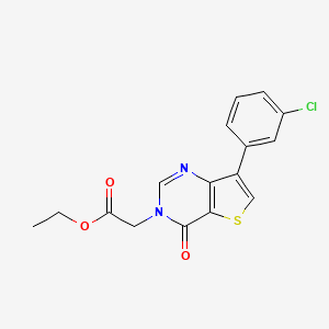 molecular formula C16H13ClN2O3S B2828060 乙酸[7-(3-氯苯基)-4-氧代噻吩并[3,2-d]嘧啶-3(4H)-基]酯 CAS No. 1105238-15-0