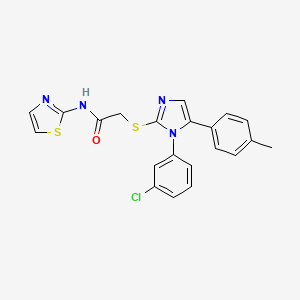 molecular formula C21H17ClN4OS2 B2828067 2-((1-(3-氯苯基)-5-(对甲苯基)-1H-咪唑-2-基)硫代)-N-(噻唑-2-基)乙酰胺 CAS No. 1207036-90-5