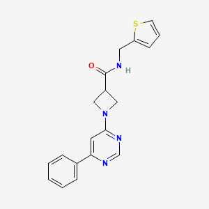 molecular formula C19H18N4OS B2828068 1-(6-phenylpyrimidin-4-yl)-N-(thiophen-2-ylmethyl)azetidine-3-carboxamide CAS No. 2034475-59-5