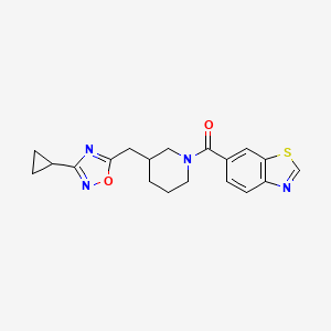 molecular formula C19H20N4O2S B2828070 苯并[d]噻唑-6-基(3-((3-环丙基-1,2,4-噁二唑-5-基)甲基哌啶-1-基)甲酮 CAS No. 1705106-52-0