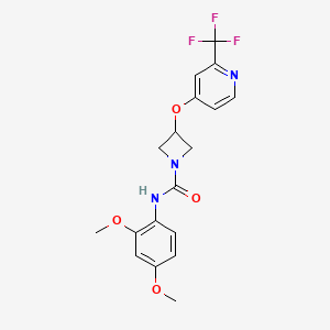 molecular formula C18H18F3N3O4 B2828078 N-(2,4-Dimethoxyphenyl)-3-[2-(trifluoromethyl)pyridin-4-yl]oxyazetidine-1-carboxamide CAS No. 2380085-05-0