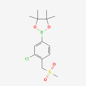 molecular formula C14H20BClO4S B2828085 2-[3-Chloro-4-(methanesulfonylmethyl)phenyl]-4,4,5,5-tetramethyl-1,3,2-dioxaborolane CAS No. 2253750-91-1