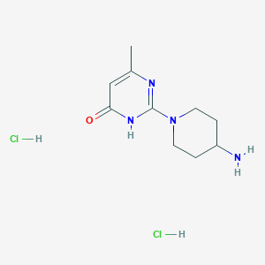 molecular formula C10H18Cl2N4O B2828091 2-(4-aminopiperidin-1-yl)-6-methylpyrimidin-4(3H)-one dihydrochloride CAS No. 2034613-76-6