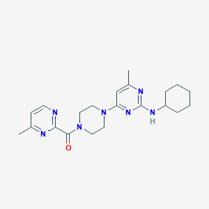 molecular formula C21H29N7O B2828094 N-cyclohexyl-4-methyl-6-[4-(4-methylpyrimidine-2-carbonyl)piperazin-1-yl]pyrimidin-2-amine CAS No. 1251709-82-6