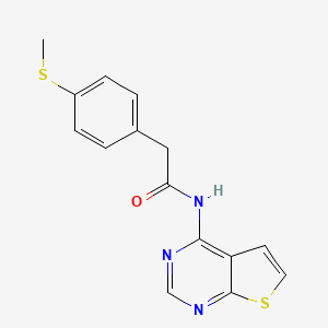 molecular formula C15H13N3OS2 B2828101 2-(4-(甲硫基)苯基)-N-(噻吩[2,3-d]嘧啶-4-基)乙酰胺 CAS No. 919846-25-6