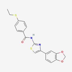 molecular formula C19H16N2O3S2 B2828103 N-(4-(benzo[d][1,3]dioxol-5-yl)thiazol-2-yl)-4-(ethylthio)benzamide CAS No. 922823-46-9
