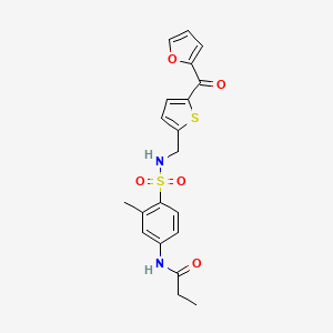 N-(4-(N-((5-(furan-2-carbonyl)thiophen-2-yl)methyl)sulfamoyl)-3-methylphenyl)propionamide