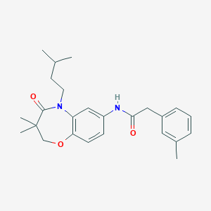 molecular formula C25H32N2O3 B2828111 N-(5-isopentyl-3,3-dimethyl-4-oxo-2,3,4,5-tetrahydrobenzo[b][1,4]oxazepin-7-yl)-2-(m-tolyl)acetamide CAS No. 921817-81-4
