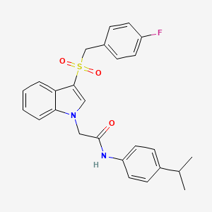 molecular formula C26H25FN2O3S B2828118 2-(3-((4-氟苄基)磺酰)-1H-吲哚-1-基)-N-(4-异丙基苯基)乙酰胺 CAS No. 893253-97-9