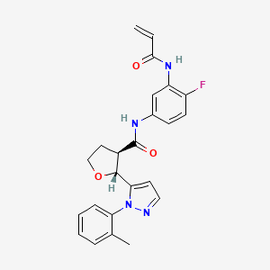 molecular formula C24H23FN4O3 B2828121 (2R,3R)-N-[4-Fluoro-3-(prop-2-enoylamino)phenyl]-2-[2-(2-methylphenyl)pyrazol-3-yl]oxolane-3-carboxamide CAS No. 2199784-79-5