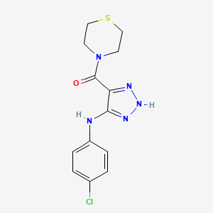 molecular formula C13H14ClN5OS B2828125 {5-[(4-chlorophenyl)amino]-1H-1,2,3-triazol-4-yl}(thiomorpholin-4-yl)methanone CAS No. 1291860-84-8