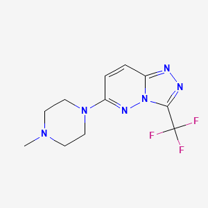 molecular formula C11H13F3N6 B2828126 6-(4-甲基哌嗪-1-基)-3-(三氟甲基)[1,2,4]三唑并[4,3-b]吡啶嗪 CAS No. 338748-53-1