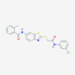 N-(2-{[2-(3-chloroanilino)-2-oxoethyl]sulfanyl}-1,3-benzothiazol-6-yl)-2-methylbenzamide