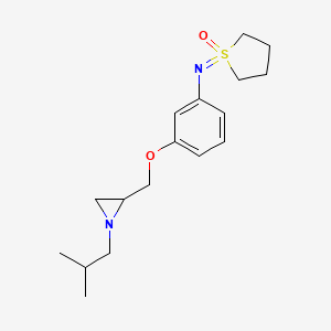 molecular formula C17H26N2O2S B2828133 1-[3-[[1-(2-Methylpropyl)aziridin-2-yl]methoxy]phenyl]iminothiolane 1-oxide CAS No. 2418695-04-0