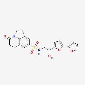 molecular formula C21H20N2O6S B2828134 N-(2-{[2,2'-bifuran]-5-yl}-2-hydroxyethyl)-11-oxo-1-azatricyclo[6.3.1.0^{4,12}]dodeca-4(12),5,7-triene-6-sulfonamide CAS No. 2320858-95-3