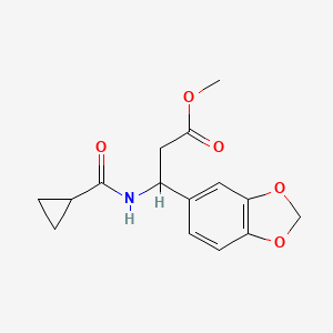 molecular formula C15H17NO5 B2828136 Methyl 3-(1,3-benzodioxol-5-yl)-3-[(cyclopropylcarbonyl)amino]propanoate CAS No. 866144-37-8