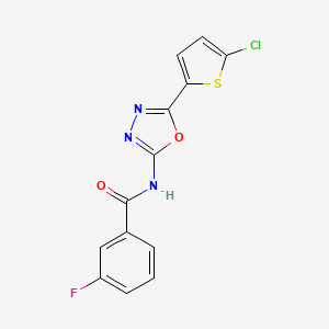 N-(5-(5-chlorothiophen-2-yl)-1,3,4-oxadiazol-2-yl)-3-fluorobenzamide