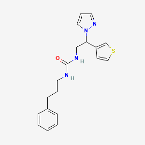 molecular formula C19H22N4OS B2828141 1-(2-(1H-pyrazol-1-yl)-2-(thiophen-3-yl)ethyl)-3-(3-phenylpropyl)urea CAS No. 2034342-39-5