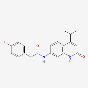 2-(4-fluorophenyl)-N-(4-isopropyl-2-oxo-1,2-dihydroquinolin-7-yl)acetamide