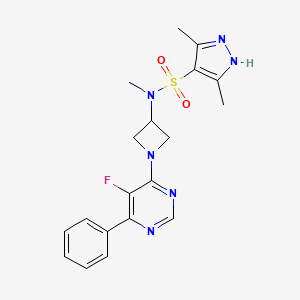molecular formula C19H21FN6O2S B2828148 N-[1-(5-Fluoro-6-phenylpyrimidin-4-yl)azetidin-3-yl]-N,3,5-trimethyl-1H-pyrazole-4-sulfonamide CAS No. 2379970-80-4