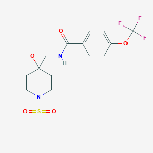 molecular formula C16H21F3N2O5S B2828149 N-[(1-methanesulfonyl-4-methoxypiperidin-4-yl)methyl]-4-(trifluoromethoxy)benzamide CAS No. 2415509-50-9