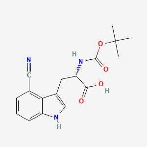 molecular formula C17H19N3O4 B2828152 (2S)-3-(4-Cyano-1H-indol-3-yl)-2-[(2-methylpropan-2-yl)oxycarbonylamino]propanoic acid CAS No. 2470279-63-9