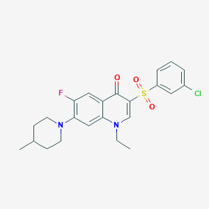3-((3-chlorophenyl)sulfonyl)-1-ethyl-6-fluoro-7-(4-methylpiperidin-1-yl)quinolin-4(1H)-one