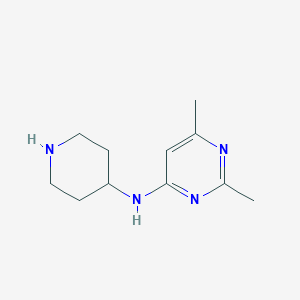 molecular formula C11H18N4 B2828176 2,6-二甲基-N-(哌啶-4-基)嘧啶-4-胺 CAS No. 1178432-88-6